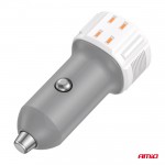 Φορτιστης Αναπτηρα 12/24V Με 2 Θυρες USB-C+USB 20W 5V/3AQCΤΑΧΕΙΑΣ Φορτισης Λευκος Amio - 1 Τεμ.