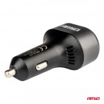 Φορτιστης Αναπτηρα Με 2 Θυρες USB-C+USB-A Quick Charge 3.0 30W Με Βολτομετρο Μαυρο Amio - 1 Τεμ.