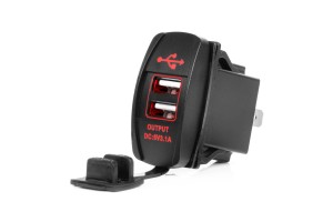 Πριζα Με 2 Θυρες Usb Και Καπακι 12/24V Αδιαβροχη Μακροστενο Σχημα Με Κοκκινο Led Φως Μαυρηamio - 1 Τεμ.