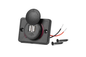 Πριζα Με 2 Θυρες Usb Και Καπακι 12/24V Αδιαβροχη Τετραγωνο Σχημα Με Κοκκινο Led Φως Μαυρη Amio - 1 Τεμ.