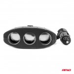 Ανταπτορας Αναπτηρα 12/24V 100W ΜΑΥΡΟΣ/3 ΘΕΣΕΙΣ/2xUSB-A /ΚΟΥΜΠΙ ON-OFF/ΚΑΛΩΔΙΟ 70cm Amio - 1 Τεμ.