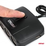 Ανταπτορας Αναπτηρα 12/24V 100W ΜΑΥΡΟΣ/3 ΘΕΣΕΙΣ/2xUSB-A /ΚΟΥΜΠΙ ON-OFF/ΚΑΛΩΔΙΟ 70cm Amio - 1 Τεμ.