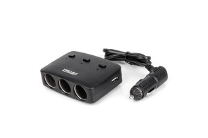 Ανταπτορας Αναπτηρα 12/24V 100W ΜΑΥΡΟΣ/3 ΘΕΣΕΙΣ/2xUSB-A /ΚΟΥΜΠΙ ON-OFF/ΕΝΔΕΙΞΗ LED/ΚΑΛΩΔΙΟ 70cm Amio - 1 Τεμ.