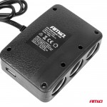 Ανταπτορας Αναπτηρα 12/24V 100W ΜΑΥΡΟΣ/3 ΘΕΣΕΙΣ/2xUSB-A /ΚΟΥΜΠΙ ON-OFF/ΕΝΔΕΙΞΗ LED/ΚΑΛΩΔΙΟ 70cm Amio - 1 Τεμ.