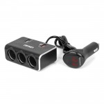 Ανταπτορας Αναπτηρα 12/24V 120W Ψηφιακος ΜΑΥΡΟΣ/3 ΘΕΣΕΙΣ/2xUSB-A Qc 3.0ΜΕ Καλωδιο 80cm Amio - 1 Τεμ.