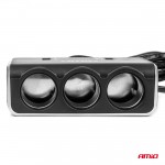 Ανταπτορας Αναπτηρα 12/24V 120W Ψηφιακος ΜΑΥΡΟΣ/3 ΘΕΣΕΙΣ/2xUSB-A Qc 3.0ΜΕ Καλωδιο 80cm Amio - 1 Τεμ.