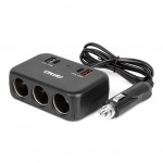 Ανταπτορας Αναπτηρα 12/24V 120W ΜΑΥΡΟΣ/3 ΘΕΣΕΙΣ/1xUSB-A+1xUSB-C Qc 4.0 Ταχειας ΦΟΡΤΙΣΗΣ/ΚΑΛΩΔΙΟ 80cm Amio - 1 Τεμ.