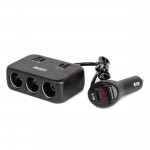 Ανταπτορας Αναπτηρα 12/24V 120W Ψηφιακος ΜΑΥΡΟΣ/3 ΘΕΣΕΙΣ/2xUSB-A + 1xUSB-C Qc 4.0ΜΕ Καλωδιο 80cm Amio - 1 Τεμ.