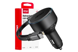 Φορτιστης Αναπτηρα 12/24V Με 1ΘΥΡΑ USB-C 60W Ταχειας Φορτισης Με Ενσωματωμενο Καλωδιο Usb C+APPLE Lighting Αμιο - 1 Τεμ.