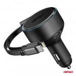 Φορτιστης Αναπτηρα 12/24V Με 1ΘΥΡΑ USB-C 60W Ταχειας Φορτισης Με Ενσωματωμενο Καλωδιο Usb C+APPLE Lighting Αμιο - 1 Τεμ.