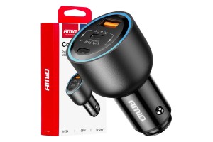 Φορτιστης Αναπτηρα 12/24V Με 2 Θυρες USB-C/USB-A 95W 5V/3A Ταχειας Φορτισης ΑΛΟΥΜΙΝΙΟ/ΜΑΥΡΟΣ Αμιο - 1 Τεμ.