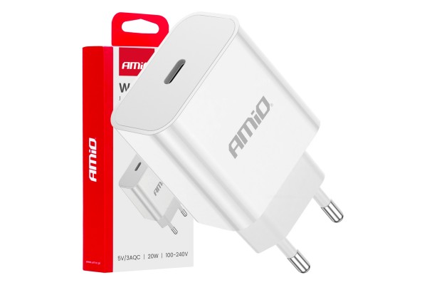 Φορτιστης Κινητοy Οικιακη Πριζα 1ΘΥΡΑ USB-C 20W 5V/3AQC Λευκοσαμιο - 1 ΤΕΜ.