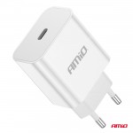 Φορτιστης Κινητοy Οικιακη Πριζα 1ΘΥΡΑ USB-C 20W 5V/3AQC Λευκοσαμιο - 1 ΤΕΜ.