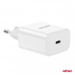 Φορτιστης Κινητοy Οικιακη Πριζα 1ΘΥΡΑ USB-C 20W 5V/3AQC Λευκοσαμιο - 1 ΤΕΜ.
