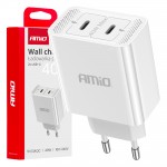 Φορτιστης Κινητοy Οικιακη Πριζα 2ΘΥΡΕΣ 2xUSB-C 40W 5V/3AQC Λευκοσαμιο - 1 ΤΕΜ.