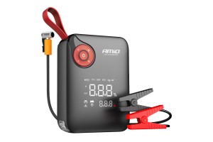 Amio - Φορητός Εκκινητής Μπαταρίας (Jump Starter) Mini Με Ενσωματωμένο Κομπρεσέρ Αέρα, Powerbank Και Φακό Led Τάση Λειτουργίας 12V Με Χωρητικότητα 7,2Ah Και Μέγιστο Ρεύμα Εκκίνησης 600A Για Επιβατικά Αυτοκίνητα - 1 τεμ. (04675/AM)