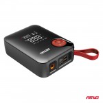 Amio - Φορητός Εκκινητής Μπαταρίας (Jump Starter) Mini Με Ενσωματωμένο Κομπρεσέρ Αέρα, Powerbank Και Φακό Led Τάση Λειτουργίας 12V Με Χωρητικότητα 7,2Ah Και Μέγιστο Ρεύμα Εκκίνησης 600A Για Επιβατικά Αυτοκίνητα - 1 τεμ. (04675/AM)