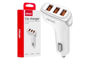 Φορτιστης Αναπτηρα 12/24V Με 3 Θυρες 3xUSB 15.5W 5V/3.1A Λευκος Amio - 1 Τεμ.