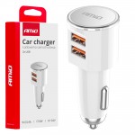 Φορτιστης Αναπτηρα 12/24V Με 2 Θυρες 2xUSB 17.5W 5V/3.4AΛΕΥΚΟΣ Αμιο - 1 ΤΕΜ.