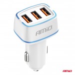 Φορτιστης Αναπτηρα 12/24V Με 3 Θυρες 3xUSB 30W 5V/3.0A Λευκος 1 Αμιο - 1 ΤΕΜ.