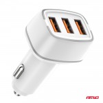 Φορτιστης Αναπτηρα 12/24V Με 3 Θυρες USB-C+2xUSB 32W 5V/3AQC Ταχειας Φορτισης Λευκος Αμιο - 1 ΤΕΜ.