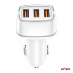 Φορτιστης Αναπτηρα 12/24V Με 3 Θυρες USB-C+2xUSB 32W 5V/3AQC Ταχειας Φορτισης Λευκος Αμιο - 1 ΤΕΜ.