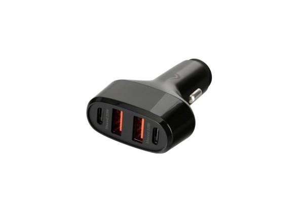 Φορτιστης Αναπτηρα 12/24V Max 50W Με 2 Θυρες Usb A & 2 Θυρες Usb C Fast Charge Μαυρος Rocket 4 Pro Lampa - 1 TEM.