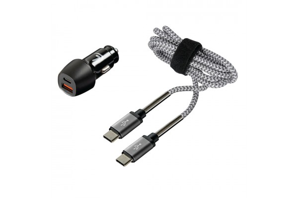 Φορτιστης Αναπτηρα Με 2 Usb Και Καλωδιο Φορτισησκαισυγχρονισμου 100cm TYPE-C Kit Pro 18W 12/24V