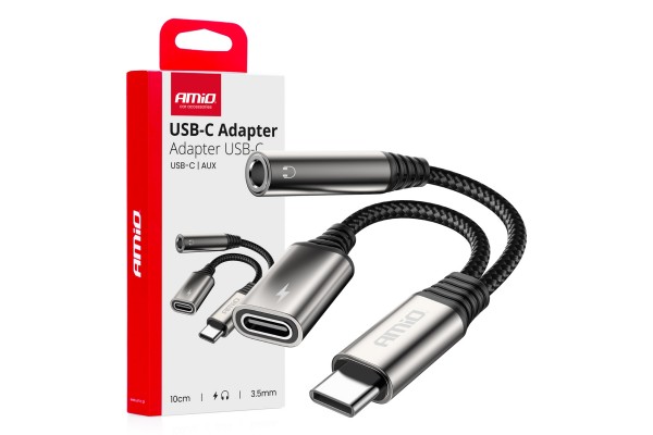 Καλωδιο Φορτισης Usb Απο USB-C Σε USB-C & Ανταπτορας Ακουστικων Mini Jack 3.5mm Θηλυκο 10cm Amio - 1 Τεμ.