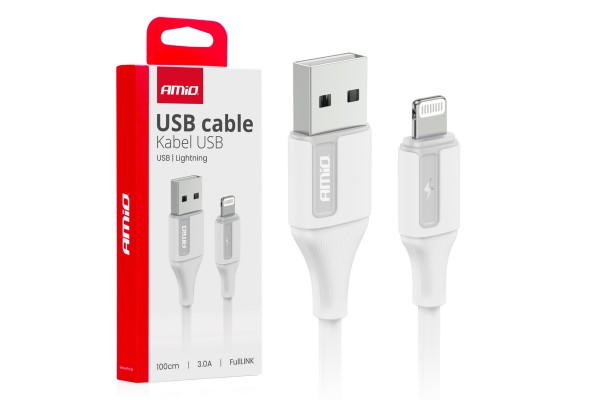 Καλωδιο Φορτισης & Μεταφορας Δεδομενων Απο Usb Type A Σε Apple Lighting 3A 100CM Αμιο - 1 ΤΕΜ.
