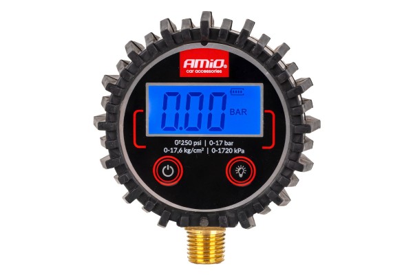 Amio - Ψηφιακό Μανόμετρο Πίεσης 17 Bar Με Λαστιχένια Προστασία - 1τεμ. (04463/AM)
