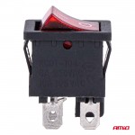 Amio - Διακόπτης ON/OFF Τάση Λειτουργίας 250V Ένταση 6A Με Κόκκινο Φωτισμό Για Επιβατικά Αυτοκίνητα Και Ηλεκτρολογικές Εφαρμογές - 1 τεμ. (04439/AM)