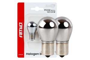 Amio – Λάμπες Αλογόνου PY21W BAU15s 12V 21W Λευκό/Χρώμιο Lumitec Για Φλας & Φώτα Θέσης – Σετ 2 Τεμ. (04629/AM)