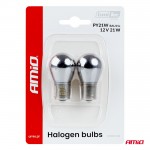 Amio – Λάμπες Αλογόνου PY21W BAU15s 12V 21W Λευκό/Χρώμιο Lumitec Για Φλας & Φώτα Θέσης – Σετ 2 Τεμ. (04629/AM)