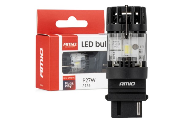 Amio – Led Csp P27W 3156 Καρφωτό 12V 66W 4800lm 6500K Full Canbus Για Όπισθεν & Ισχυρό Φως – 1 Τεμ. (04690/AM)
