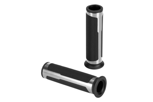 Χερουλια Moto Style Grip ΜΑΥΡΟ/ΑΣΗΜΙ Χρωμα 22mm+25mm 12cm Lampa - 2 τεμ.