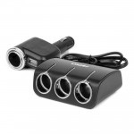 Ανταπτορας Αναπτηρα 12/24V 120W ΜΑΥΡΟΣ/3 ΘΕΣΕΙΣ/1xUSB-A/ΜΕ Υποδοχη Αναπτηρα ΑΥΤΟΚΙΝΗΤΟΥ/ΚΑΛΩΔΙΟ 80cm Amio - 1 Τεμ.