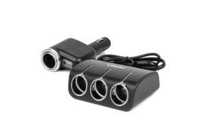 Ανταπτορας Αναπτηρα 12/24V 120W ΜΑΥΡΟΣ/3 ΘΕΣΕΙΣ/1xUSB-A/ΜΕ Υποδοχη Αναπτηρα ΑΥΤΟΚΙΝΗΤΟΥ/ΚΑΛΩΔΙΟ 80cm Amio - 1 Τεμ.