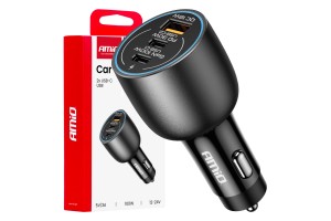 Φορτιστης Αναπτηρα 12/24V Με 3 Θυρες 2xUSB-C/1xUSB-A 95W 5V/3A Ταχειας Φορτισης ΑΛΟΥΜΙΝΙΟ/ΜΑΥΡΟΣ Αμιο - 1 Τεμ.