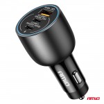 Φορτιστης Αναπτηρα 12/24V Με 3 Θυρες 2xUSB-C/1xUSB-A 95W 5V/3A Ταχειας Φορτισης ΑΛΟΥΜΙΝΙΟ/ΜΑΥΡΟΣ Αμιο - 1 Τεμ.