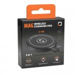 Μαγνητικός, Ασύρματος Φορτιστής Mag Wireless Charging Pad 3 In 1 Της Σειράς Optiline Για Qi Ασύρματη Φόρτιση Συσκευών Με Θύρα Usb Type C 15W, Καλώδιο 100 Cm Και Magsafe Τεχνολογία