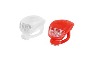 Φως Ποδηλατου ΚΟΚΚΙΝΟ-ΑΣΠΡΟ Σιλικονης Με 2 Led 2 Χρησεων 2ΤΕΜ.