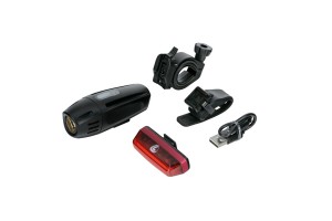 Φως Ποδηλατου Σετ Power Set 3 Χρησεων Λευκο Φως Εμπρος 300lm + Πισω Κοκκινο Φως 35lm Φορτιση Με Usb