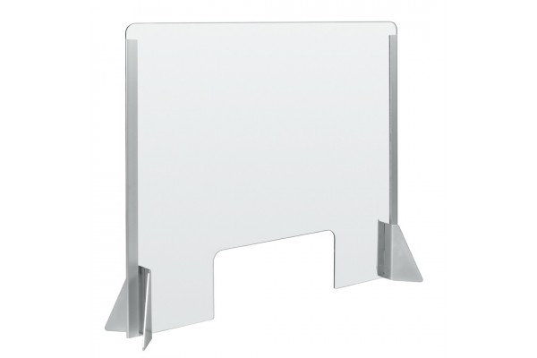 Προστατευτικο Διαχωριστικο Τζαμι Plexiglass 3mm 66x56cm Με Τρυπα Και Βασεις Στηριξης Αλουμινιου