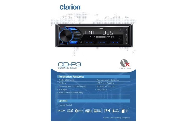 Clarion CD-P3-P17 Radio/Usb/Bt/Aux/RDS