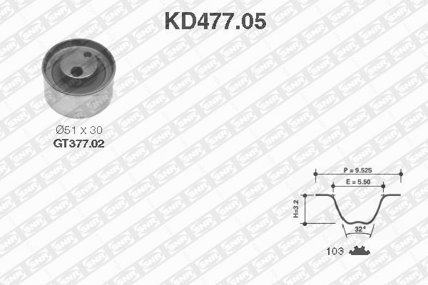 Snr Σετ Οδοντωτού Ιμάντα - KD477.05