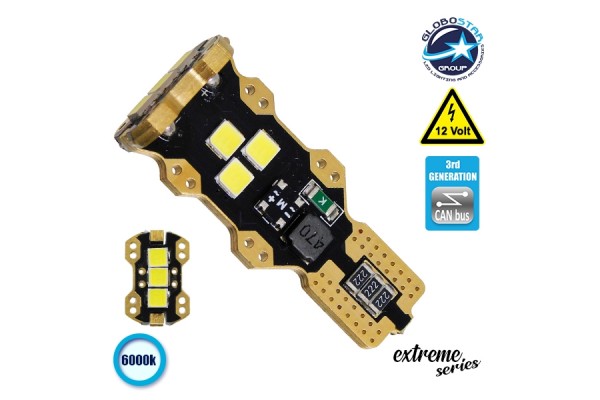 Λαμπτήρας LED T10 T15 W16W Extreme Series Can-Bus 3ης Γενιάς 5w 12v Ψυχρό Λευκό 6000k