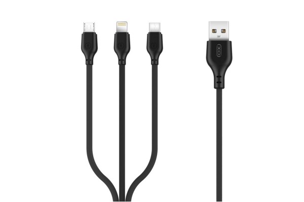 XO NB103  Regular USB to Lightning / Type-C / micro USB Cable Μαύρο 1m