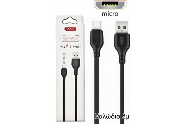 XO NB103 Regular USB 2.0 to micro USB Cable Μαύρο 2m (NB103)