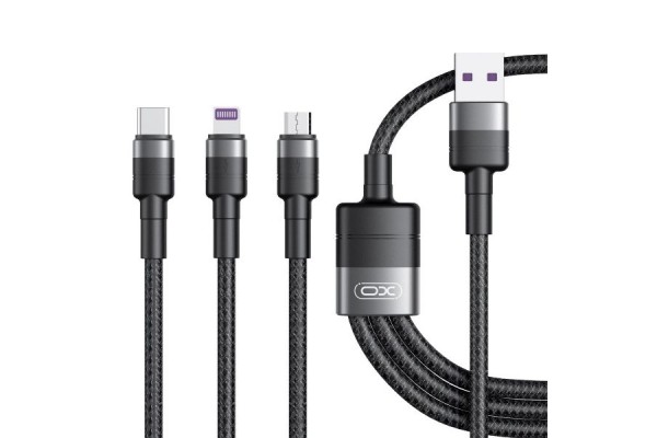 XO Braided USB to Lightning / Type-C / micro USB Cable Μαύρο 1.2m (NB-Q191)